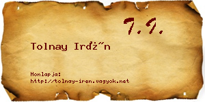 Tolnay Irén névjegykártya
